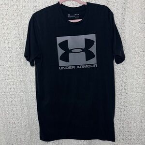 Under Armour Men's Black and Gray Logo Tee